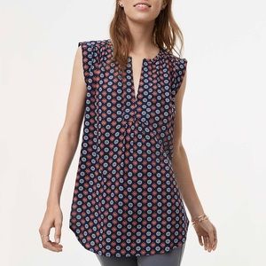 LOFT | Petite Floral Print Split Neck Top *NWT*